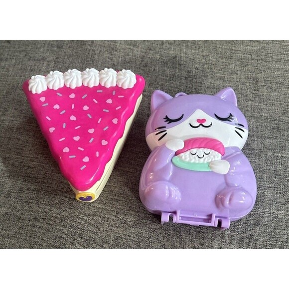 Mattel Other - Mattel Polly Pocket Purple Cat Sushi Shop And Birthday Cake